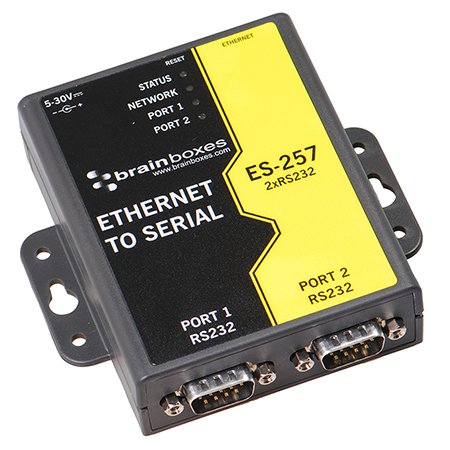 Ethernet Port on Es 257   2 Port Rs232 Ethernet To Serial Adapter   Brainboxes   Rs422