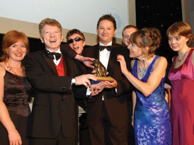 Members of the Brainboxes team accepting the award at the Merseyside Business Awards 2005