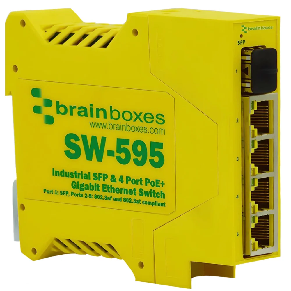 SW-595 - Industrial 1 SFP & 4 Port PoE+ Gigabit Ethernet Switch