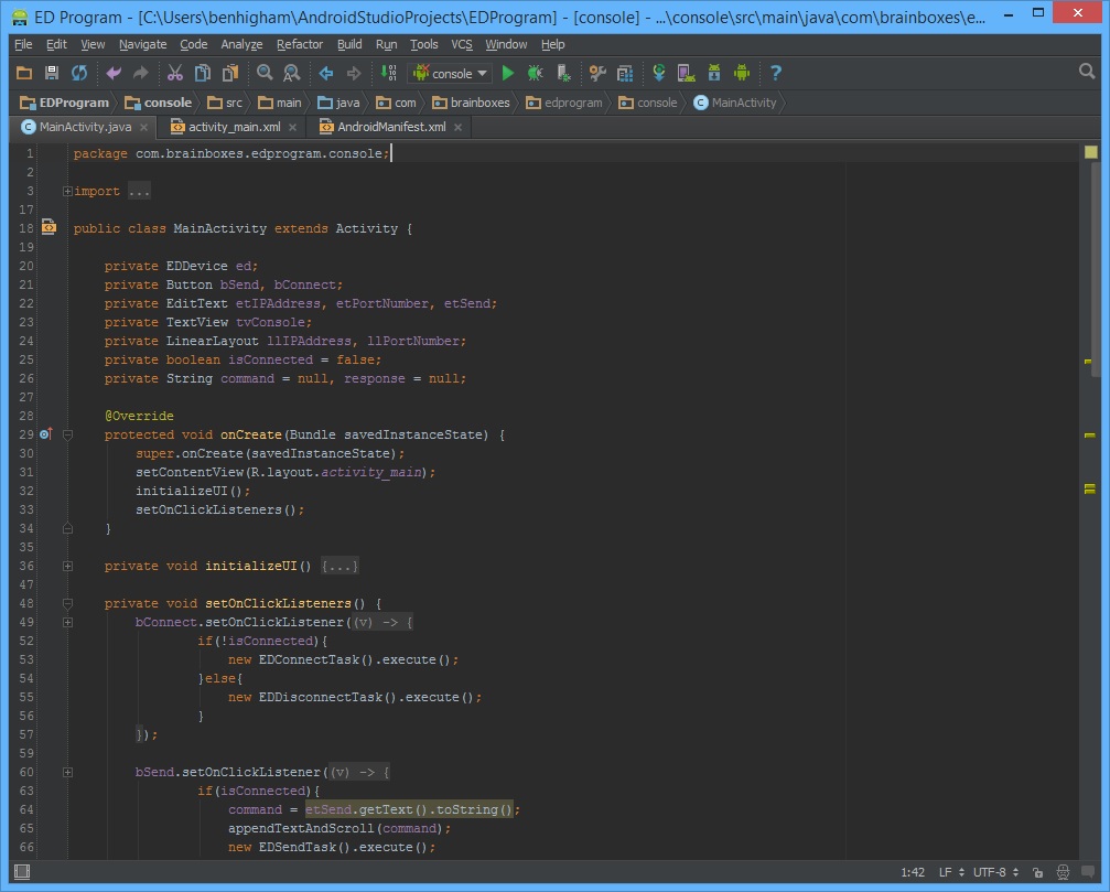 Android Studio with the Brainboxes.IO API