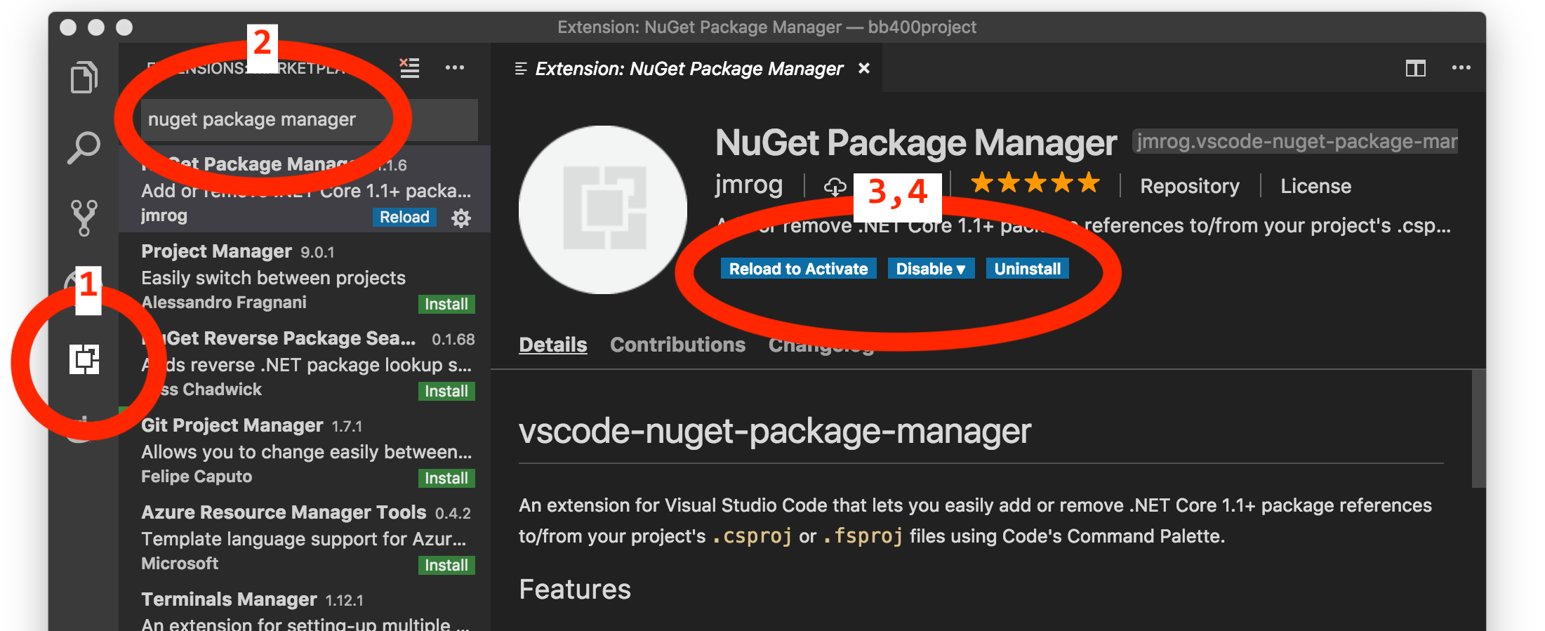 Visual Studio Code With Nuget Package Manager Extension