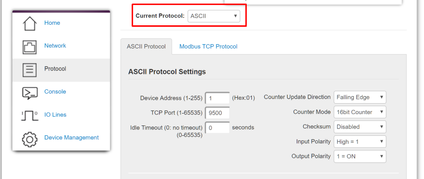 ED device UI for changing protocol