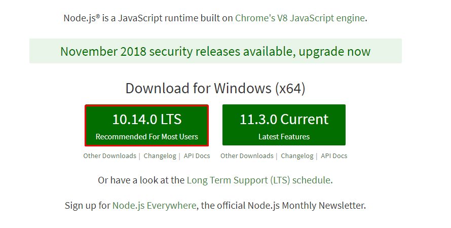 NodeJS Download version