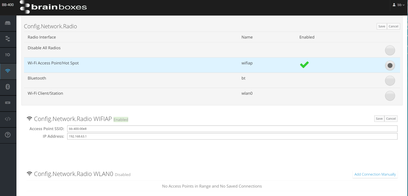 Configure Network Radio in BB-400 User Interface