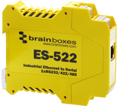 Brainboxes ES-522 Industrial Ethernet device server connects to factory floor equipment