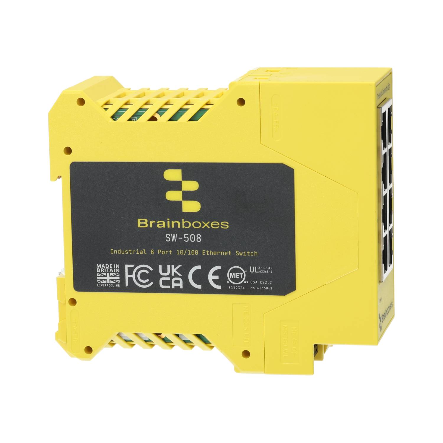 Brainboxes SW-508 Industrial Ethernet 8 Port Switch DIN Rail Mountable