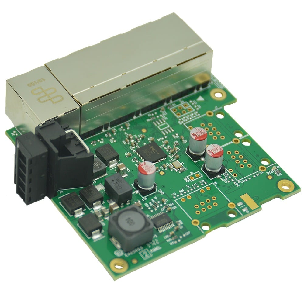 Brainboxes SW-105 industrial ethernet switch circuit board showing ports and electronic components