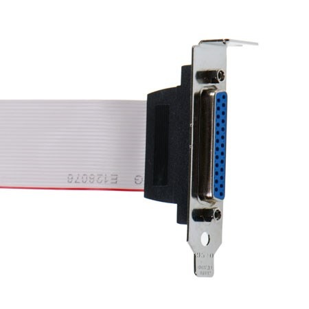 Brainboxes CC-412 female db25 connector on low profile bracket with ribbon cable