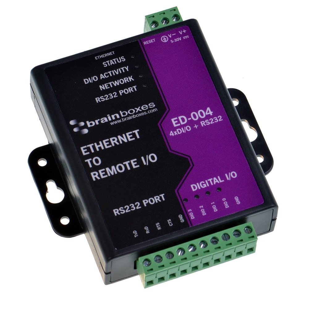 Brainboxes ED-004 ethernet to 4 dio ethernet to rs232