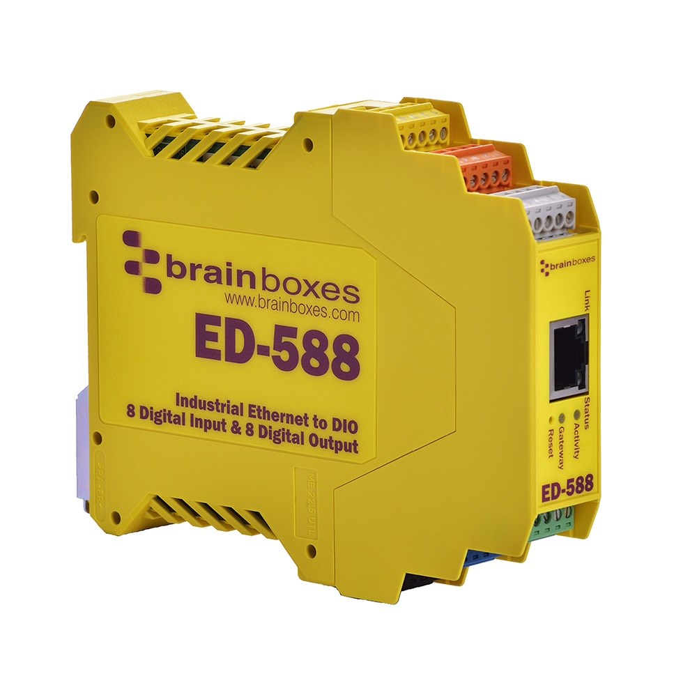 Brainboxes ED-588 8 digital inputs, 8 digital outputs and an ascii gateway