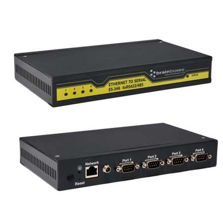 Brainboxes ES-346 4 port rs-422/485ethernet to serial device server in steel