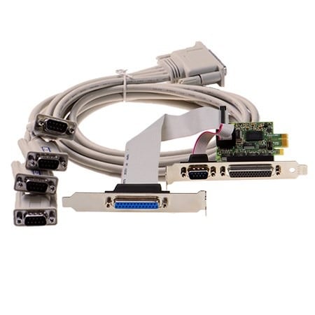 Brainboxes PX-306 pcie serial card with multiple rs232 breakout cables and bracket