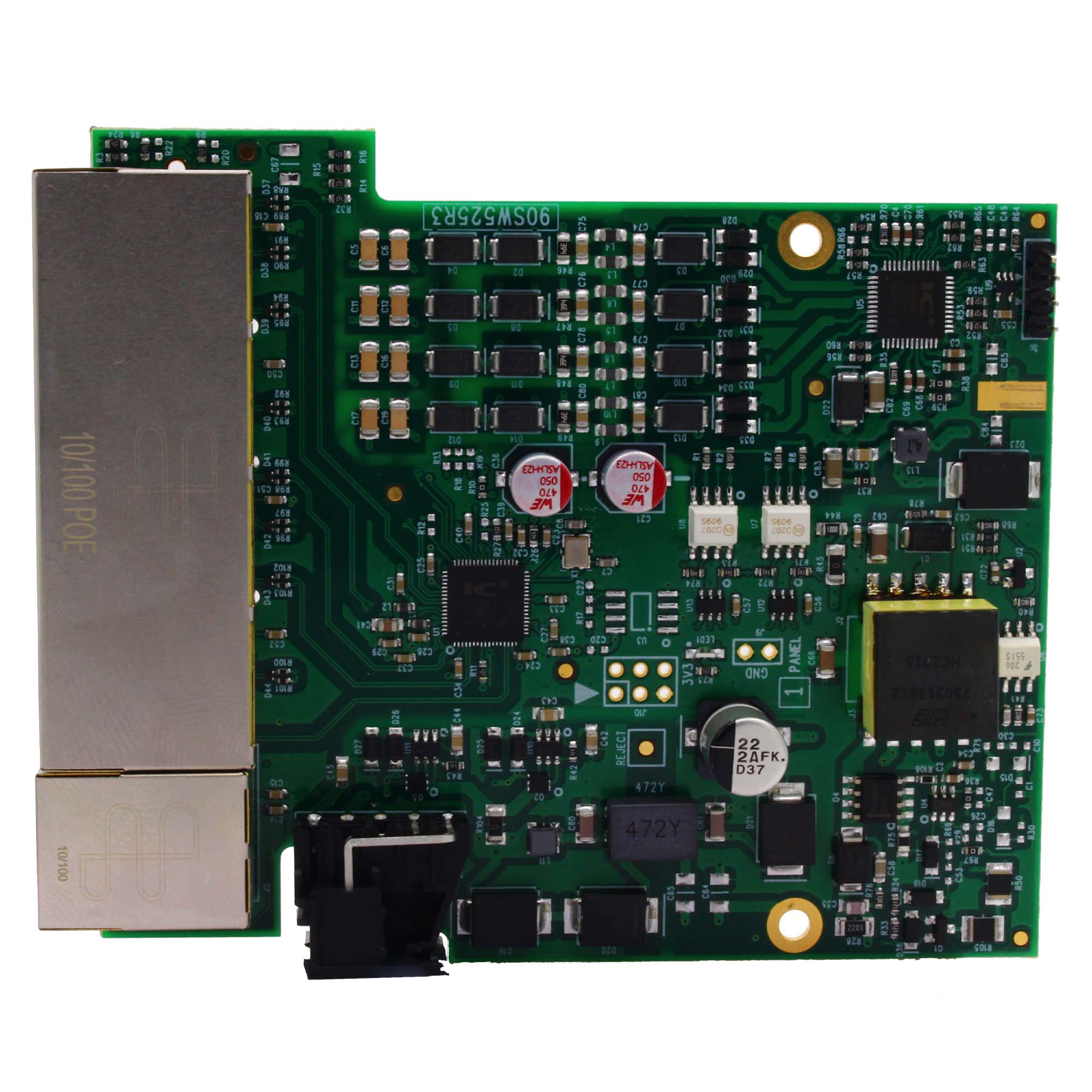 Brainboxes SW-125 internal pcb showing ethernet switch circuitry and components