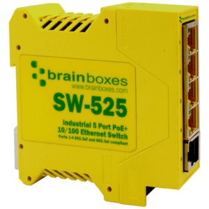 Brainboxes SW-525 5x port poe+ 10/100 unmanaged ethernet switch dual