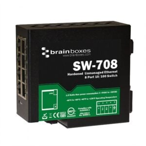 Brainboxes SW-708 8x port 10/100 unmanaged ethernet switch dual redundant
