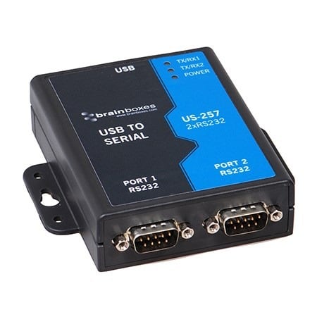 Brainboxes US-257 two port usb to serial adapter with rs232 connections