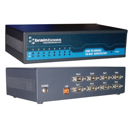 Brainboxes US-842 8 port rs-422/485 usb to serial server data rate from