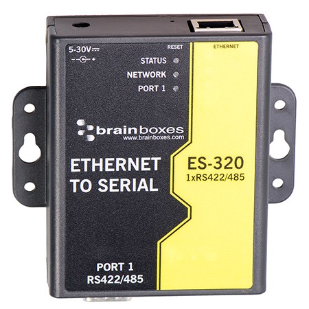 - 1 x Serial Port RJ-45 Brainboxes ES-320 1 Port RS422/485 Ethernet to Serial Adapter Fast Ethernet 1 x Network Rail-mountable 