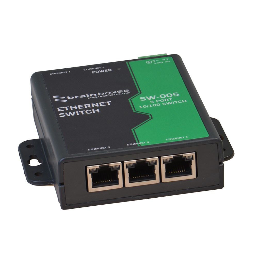 SW-005 5 Port Unmanaged Ethernet Switch Wall Mountable - Brainboxes