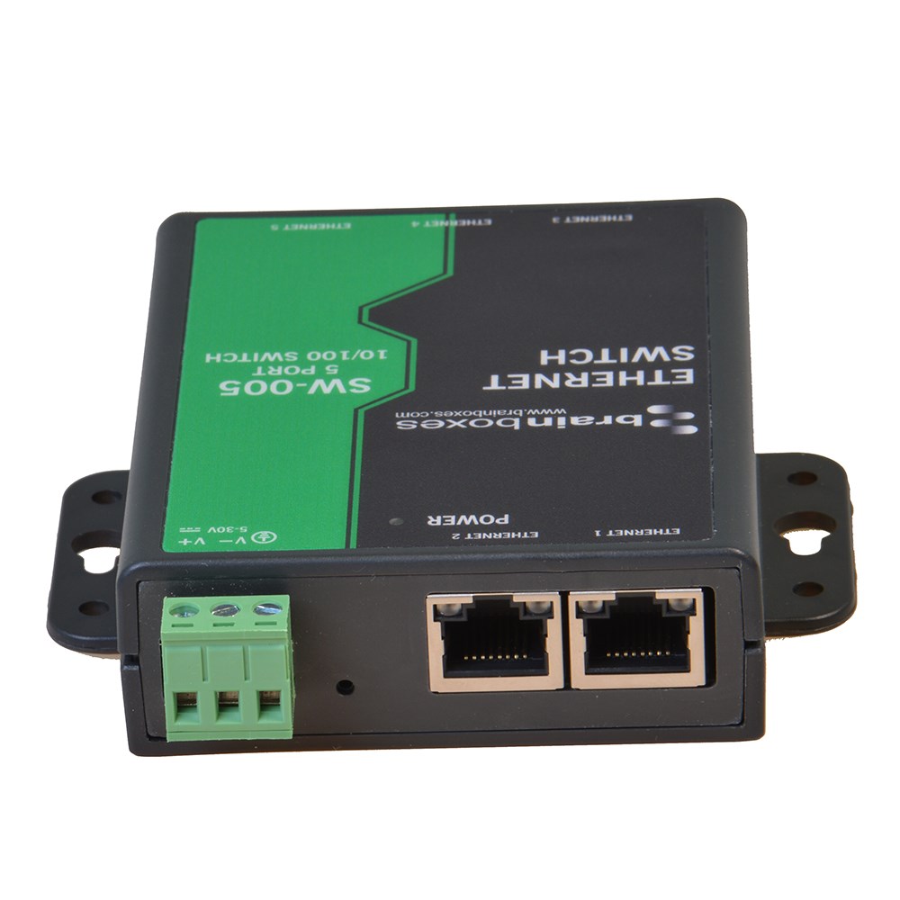 SW-005 5 Port Unmanaged Ethernet Switch Wall Mountable - Brainboxes