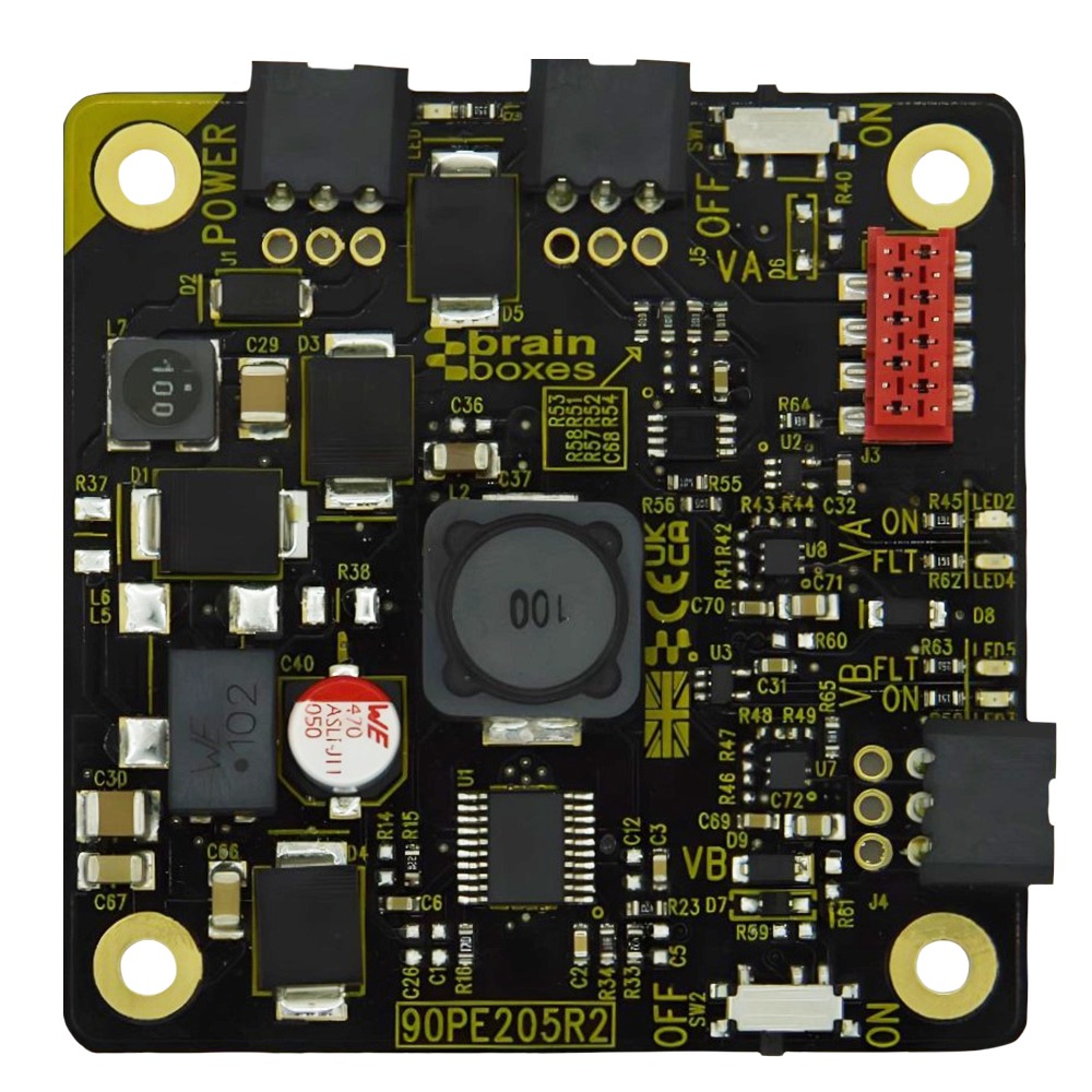 Brainboxes PE-205 industrial power supply module circuit board showing components and mounting holes